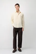 Chemise homme Antioch jaune en mélange modal coupe décontractée