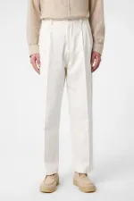 Antioch Ekru Yüksek Bel Pamuklu Erkek Pantolon