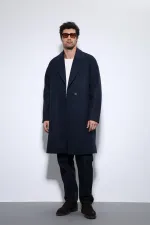 Antioch Navy Blue Oversize Double-Breasted Men's Coat