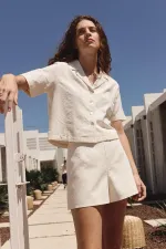 Antioch Ekru Gömlek Şort Kadın Takım