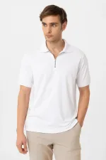 Antioch Beyaz Fermuarlı Regular Fit Erkek T-Shirt