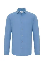 Antioch Blue Collar Button Detail 100% Linen Men's Shirt