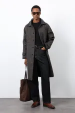Antioch Coffee Wool Blend Contrast Collar Men's Coat
