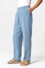 Antioch Mavi Yüksek Bel Pileli Baggy Erkek Pantolon
