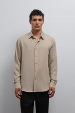 Antioch Beige Technical Regular Fit Men's Shirt