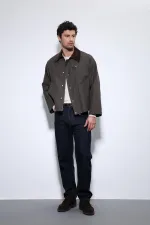 Antioch Kahve Kontrast Yaka Erkek Ceket