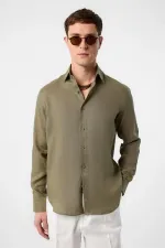 Antioch Khaki 100% Linen Comfort Fit Men's Shirt
