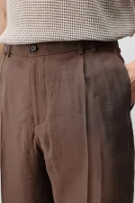 Pantalon homme Antioch Coffee Lyocell coupe décontractée plissé