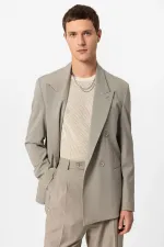 Antioch Light Khaki Single Button Double-Breasted Men's Blazer Jacket