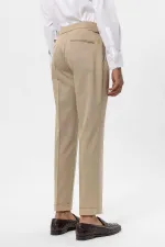 Pantalon Antioch beige taille haute coupe classique pour homme