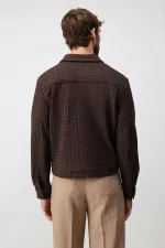 Antioch Men's Jacket with Coffee Texture and Zipper