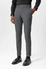 Antioch Gri Regular Fit Duble Paça Erkek Pantolon