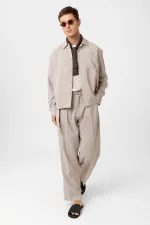 Antioch Bej Relax Fit Modal Kumaş Erkek Gömlek