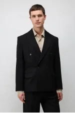 Veste blazer Antioch noire à double boutonnage et coupe décontractée pour homme