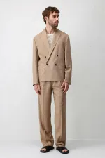 Veste blazer pour homme Antioch Mink Relax Fit en lin mélangé