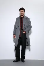 Antioch Antrasit Yün Karışımlı Kruvaze Erkek Kaban