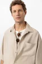 Chemise homme Antioch beige décontractée à manches courtes