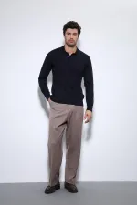 Pull homme à col polo bleu marine Antioch