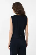 Antioch Lacivert Yırtmaçlı Kadın Yelek