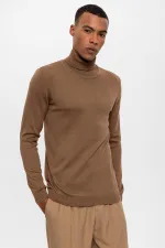Antioch Açık Kahve Tam Boğazlı Erkek Triko