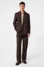 Veste blazer homme Antioch Coffee Relax Fit en lin mélangé