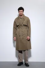 Trench-coat croisé Antioch kaki clair avec ceinture