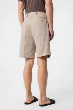 Short plissé beige taille haute pour homme Antioch