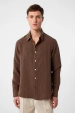 Antioch Coffee Striped and Textured Men's Shirt