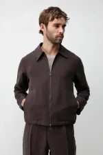 Antioch Dark Brown Lyocell Blend Men's Summer Jacket