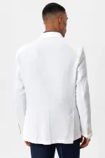 Antioch Ekru Torba Cepli Astarsız Erkek Blazer Ceket