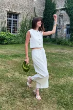 Antioch Beyaz Keten Karışımlı Kadın Culotte Pantolon