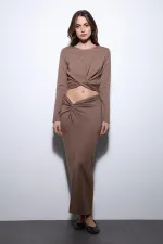 Antioch Bej Yırtmaç Detaylı Kadın Etek Takım