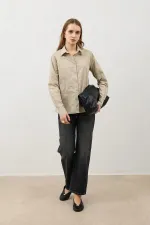 Antioch Beige Basic Slim Fit Women's Shirt