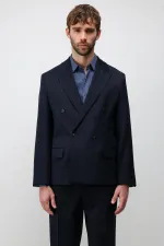Veste blazer homme Antioch bleu marine clair, coupe décontractée, croisée