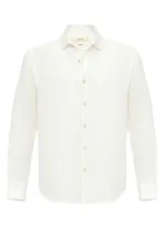 Chemise homme Antioch blanche à col boutonné, 100 % lin