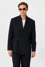 Antioch Koyu Lacivert Kuşaklı Relax Fit Erkek Blazer Ceket Antioch Koyu Lacivert Kuşaklı Relax Fit Erkek Blazer Ceket