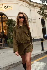 Antioch Haki Süet Görünümlü Bomber Kadın Mont