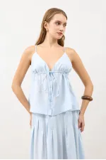 Antioch Bebe Mavi Büzgülü Kadın Top