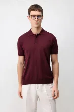 Antioch Bordo Comfort Slim Polo Yaka Erkek Triko T-Shirt