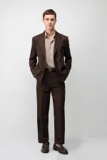 Veste blazer Antioch marron foncé à double boutonnage et coupe décontractée pour homme