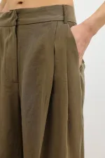 Pantalon large pour femme Antioch en mélange de lyocell kaki