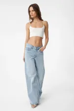 Jean Antioch bleu clair taille haute pour femme