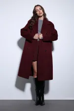 Antioch Bordo Kruvaze Kadın Kaban