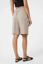 Antioch Beige Linen Blend Women's Bermuda Shorts