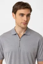 Antioch Gri Fermuarlı Regular Fit Erkek T-Shirt