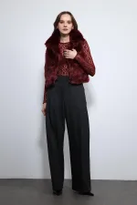 Gilet Antioch bordeaux aspect peluche