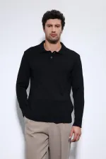 Pull basique pour homme Antioch à col polo noir
