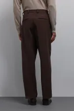 Antioch Coffee Relax Fit Pleated Men's Trousers