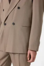 Antioch Vizon Rahat Kruvaze Çizgili Erkek Blazer Ceket