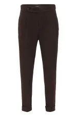 Antioch Coffee High Waist Pleated Carrot Fit Men's Trousers